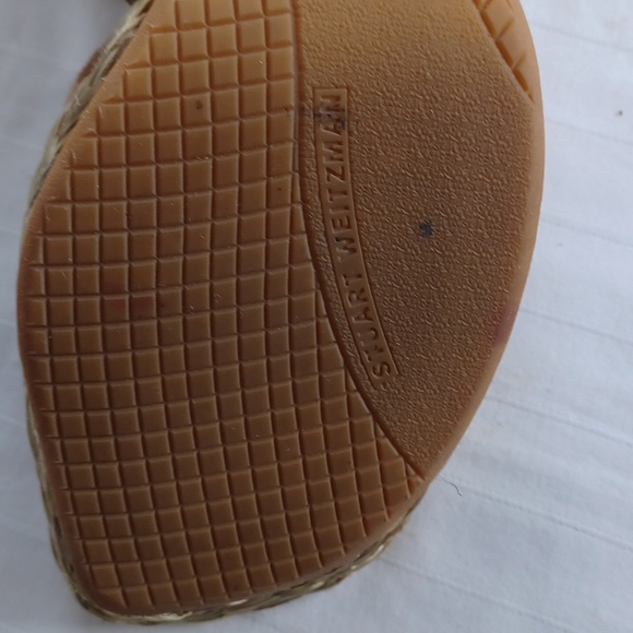 Stuart Weitzman Metallic Gold Espardrille Ankle Wrap Wedges- Sz. 7 - Picture 11 of 13